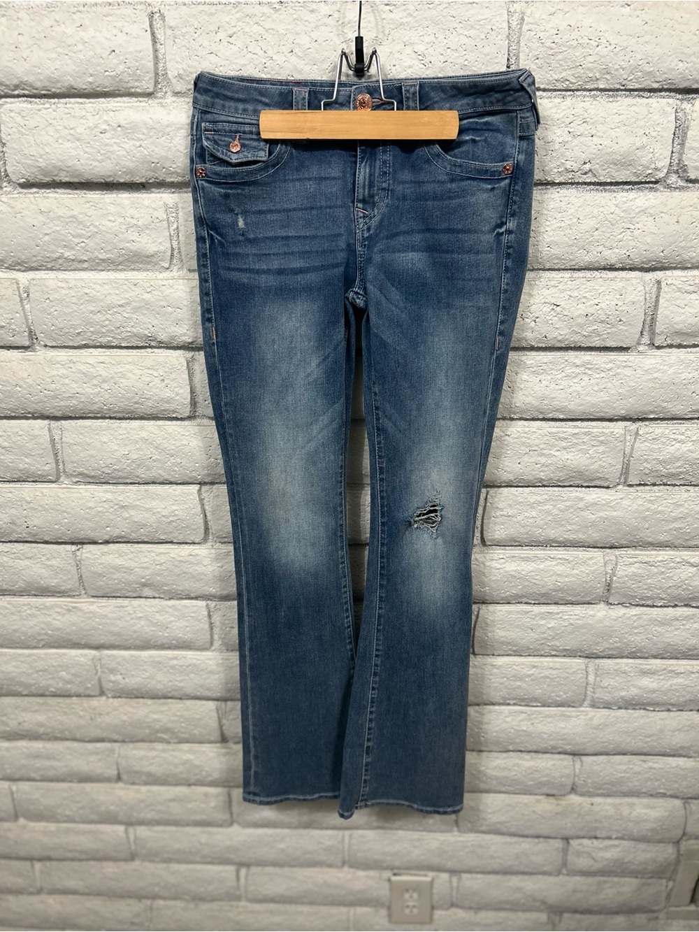 True Religion Y2K Flare Jeans Women's 27 Low Rise Distressed‎